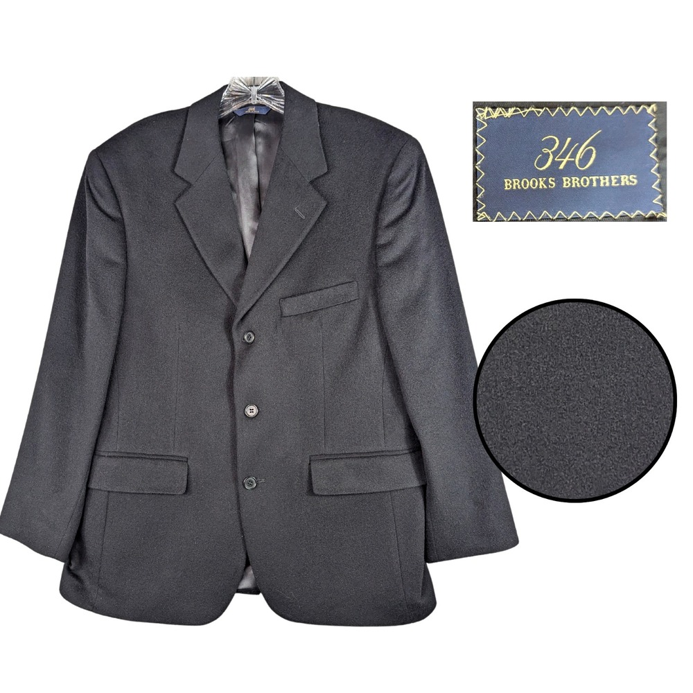 Brooks Brothers 346 Sport Jacket Mens‎ 40S Black Cashmere? Coat Formal Corpcore
